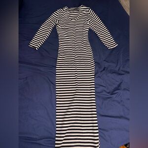 Black and White Striped Maxi Dress